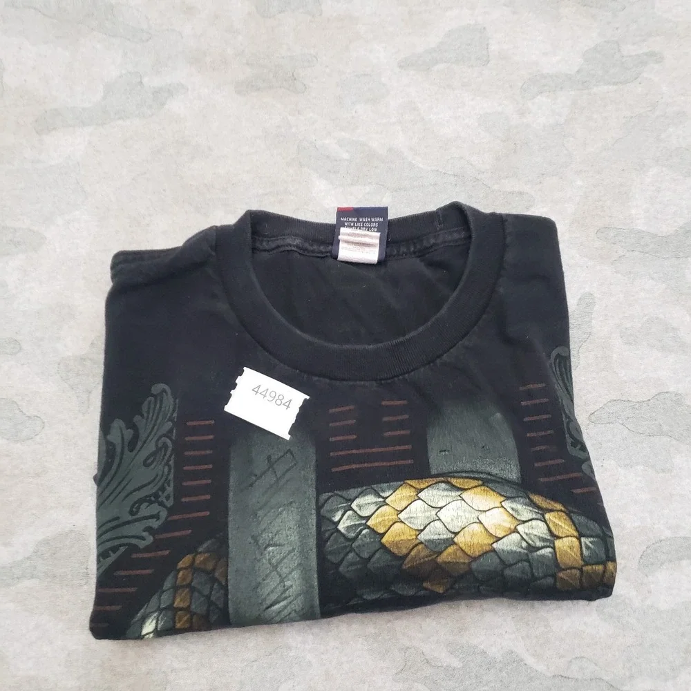 Ogabel Shirt Mens Large‎ Black Short Sleeve Snake
